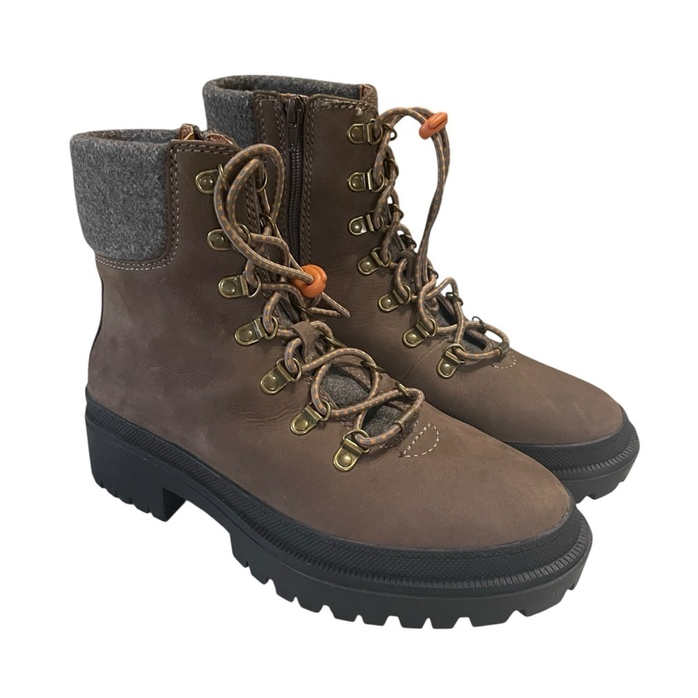 LUCKY BRAND Eavan Womens Suede Ankle Combat & Lace-Up Chunky Boots size 9 NWOT